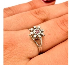 Bague Rubis Entourage Diamants Or Blanc 750 - 18 carats (Bijou Occasion)