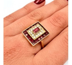 Bague Rubis et Diamants Or jaune 750 - 18 carats (Bijou Occasion)