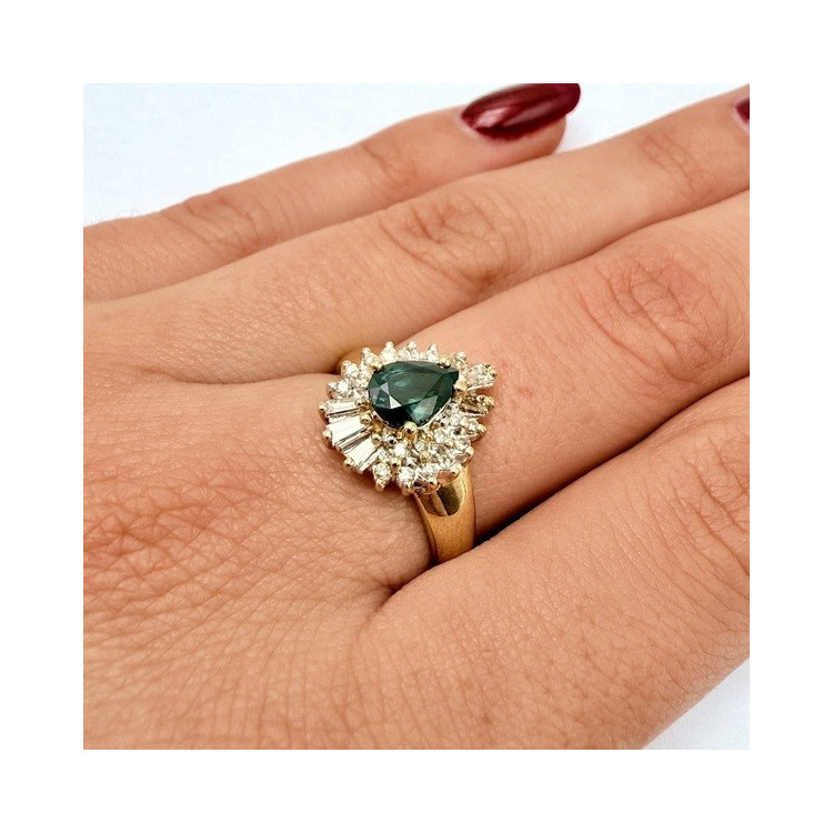 Bague Saphir et Diamants Or Jaune 750 - 18 carats (Bijou Occasion)