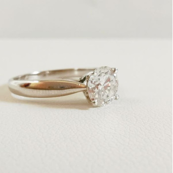 Bague Solitaire Diamant 1.11ct Or Blanc 750 - 18 carats