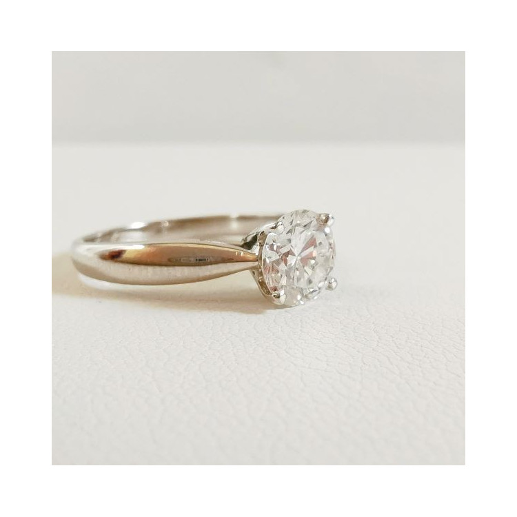 Bague Solitaire Diamant 1.11ct Or Blanc 750 - 18 carats