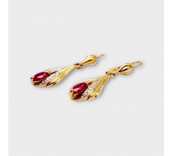 Boucles d'oreilles Dormeuses Rubis Or Jaune 750 - 18 carats (Bijou Occasion)