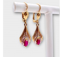 Boucles d'oreilles Dormeuses Rubis Or Jaune 750 - 18 carats (Bijou Occasion)