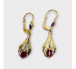 Boucles d'oreilles Dormeuses Rubis Or Jaune 750 - 18 carats (Bijou Occasion)
