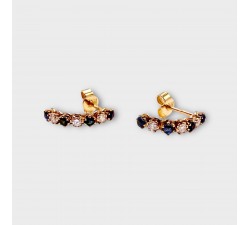 Boucles d'Oreilles Demi Créoles Saphirs et Diamants Or Jaune 750 - 18 carats (Bijou d'occasion)