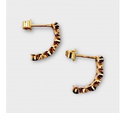 Boucles d'Oreilles Demi Créoles Saphirs et Diamants Or Jaune 750 - 18 carats (Bijou d'occasion)