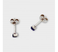 Boucles d'Oreilles Puces Saphir Or Blanc 750 - 18 carats (Bijou d'occasion)