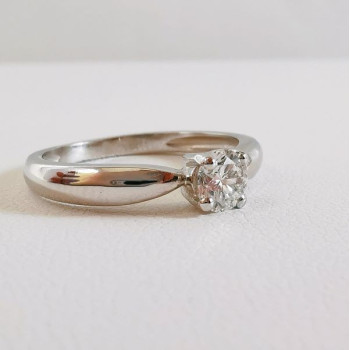 Bague Solitaire Diamant  0.42 carat or blanc 750 - 18 carats
