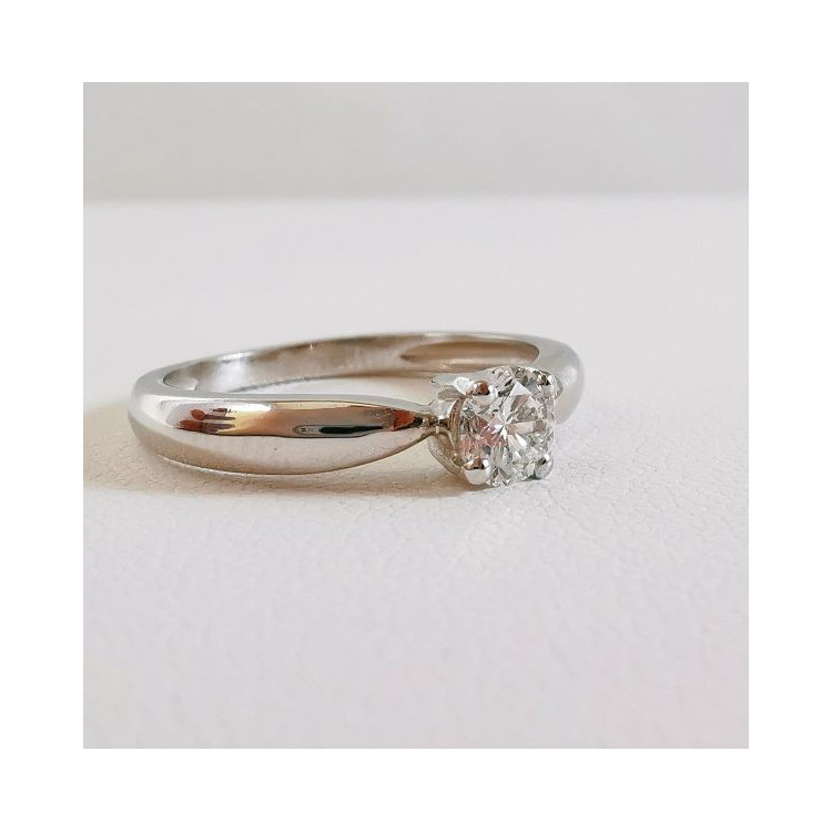 Bague Solitaire Diamant  0.42 carat or blanc 750 - 18 carats