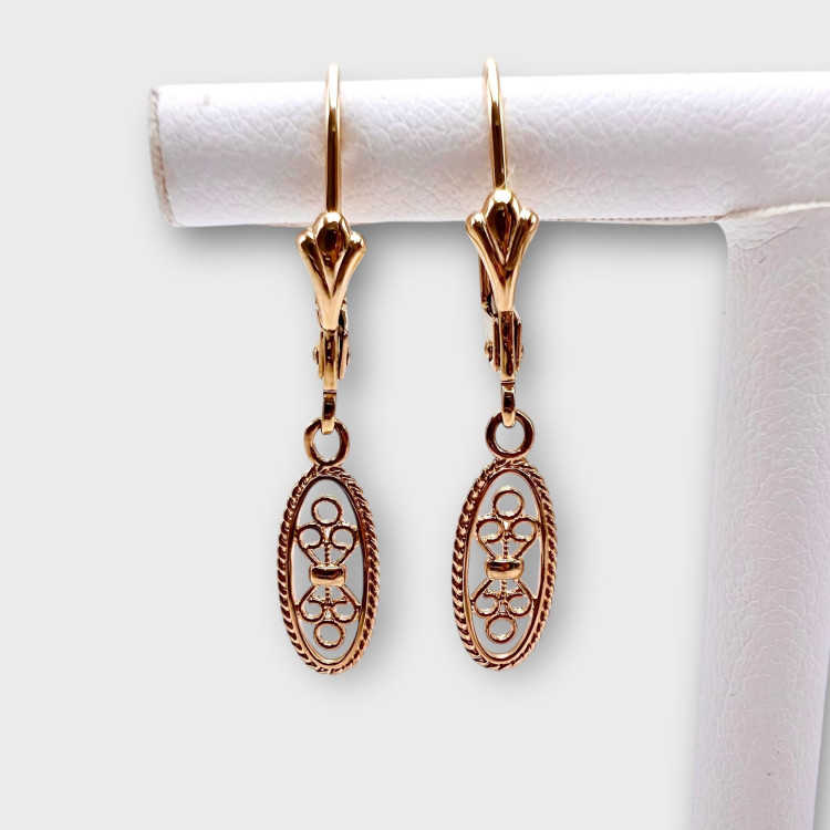 Boucles d'Oreilles Dormeuses Filigrane Or Jaune 750 - 18 carats
