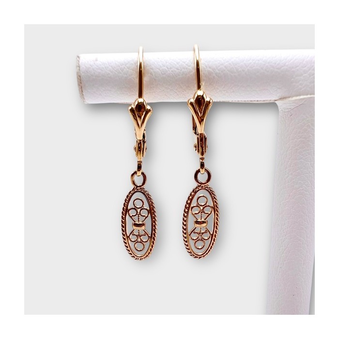 Boucles d'Oreilles Dormeuses Filigrane Or Jaune 750 - 18 carats