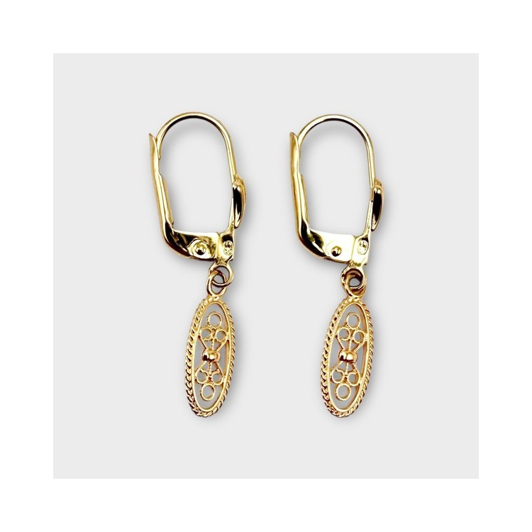 Boucles d'Oreilles Dormeuses Filigrane Or Jaune 750 - 18 carats
