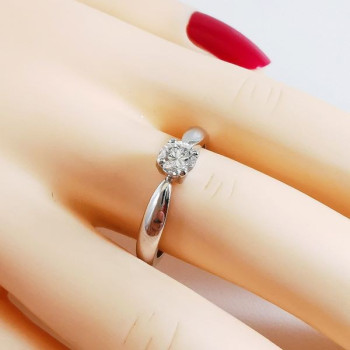 Bague Solitaire Diamant  0.42 carat or blanc 750 - 18 carats