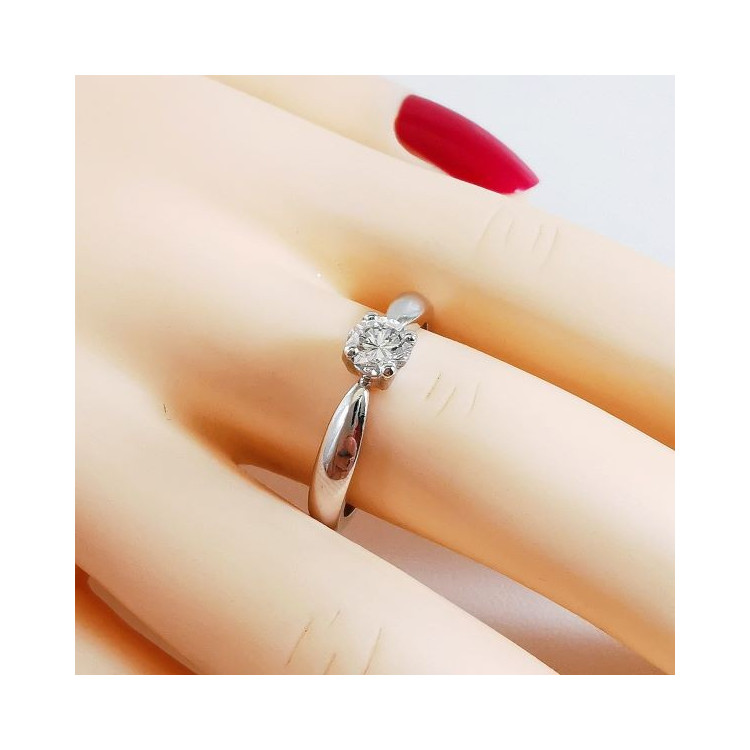 Bague Solitaire Diamant  0.42 carat or blanc 750 - 18 carats