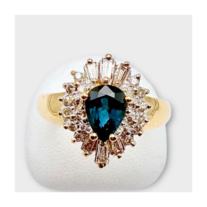 Bague Saphir et Diamants Or Jaune 750 - 18 carats (Bijou Occasion)