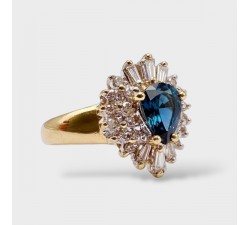 Bague Saphir et Diamants Or Jaune 750 - 18 carats (Bijou Occasion)