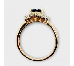 Bague Saphir et Diamants Or Jaune 750 - 18 carats (Bijou Occasion)