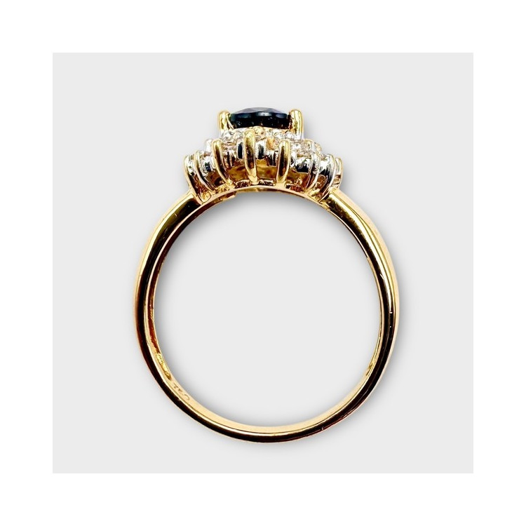 Bague Saphir et Diamants Or Jaune 750 - 18 carats (Bijou Occasion)