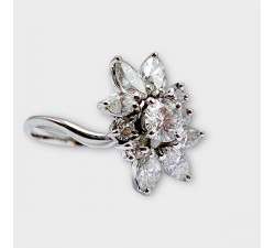 Bague Fleur Diamants Or Blanc 750 - 18 carats (Bijou Occasion)