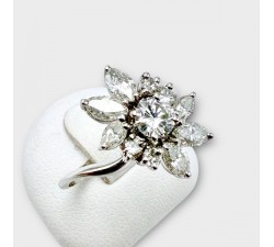 Bague Fleur Diamants Or Blanc 750 - 18 carats (Bijou Occasion)