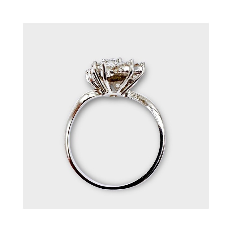 Bague Fleur Diamants Or Blanc 750 - 18 carats (Bijou Occasion)