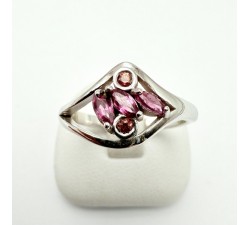 Bague "Love and Groove" Saphir Orange et Grenat Rhodolite Or Blanc 750 - 18 carats