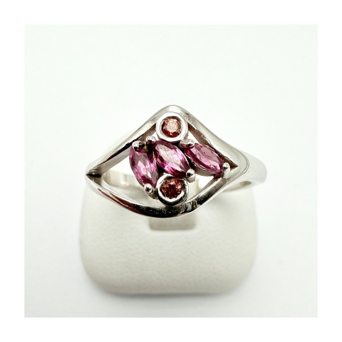 Bague "Love and Groove" Saphir Orange et Grenat Rhodolite Or Blanc 750 - 18 carats