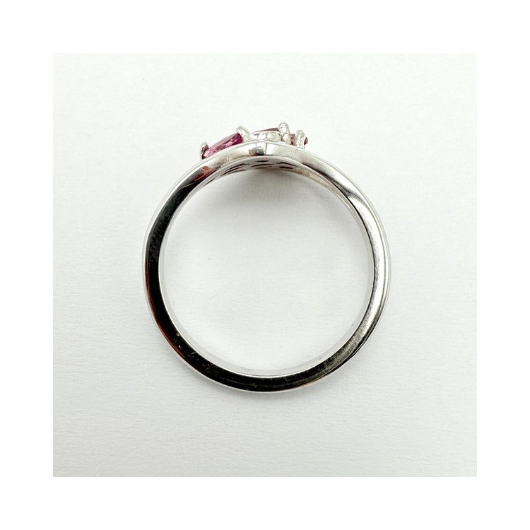 Bague "Love and Groove" Saphir Orange et Grenat Rhodolite Or Blanc 750 - 18 carats