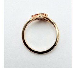 Bague "Love and Groove" Saphir Orange et Grenat Rhodolite Or Rose 750 - 18 carats