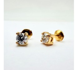 Boucles d'Oreilles "Liberté Sauvage" Diamant de Synthèse 2 x 0.50 ct Or Jaune 750 - 18 carats