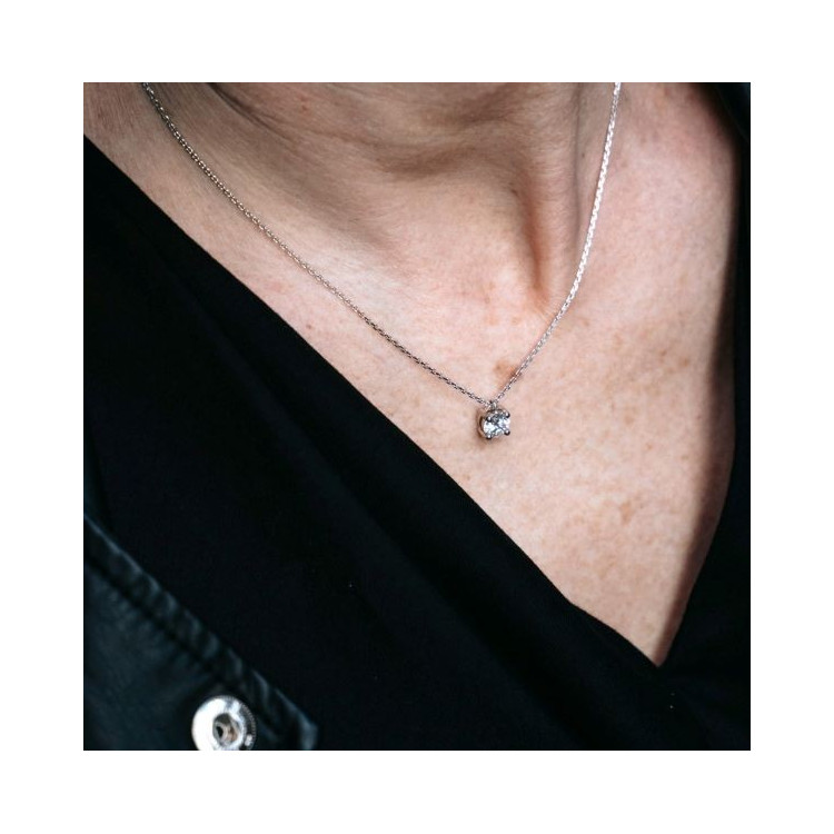 Collier "Liberté Sauvage" Diamant de Synthèse 0.83 ct Or Blanc 750 - 18 carats