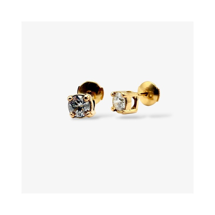 Boucles d'Oreilles "Liberté Sauvage" Diamant de Synthèse 2 x 0.25 ct Or Jaune 750 - 18 carats