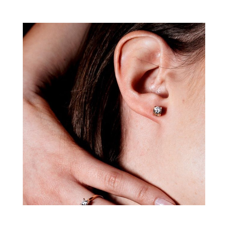 Boucles d'Oreilles "Liberté Sauvage" Diamant de Synthèse 2 x 0.25 ct Or Jaune 750 - 18 carats