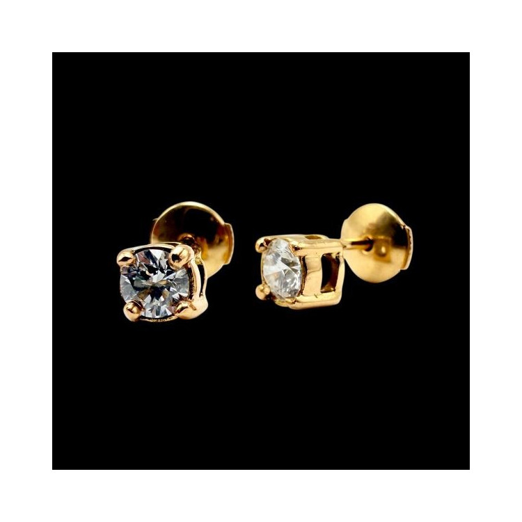 Boucles d'Oreilles "Liberté Sauvage" Diamant de Synthèse 2 x 0.25 ct Or Jaune 750 - 18 carats
