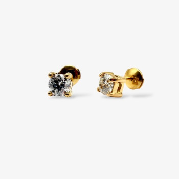 Boucles d'Oreilles "Liberté Sauvage" Diamant de Synthèse 2 x 0.50 ct Or Jaune 750 - 18 carats