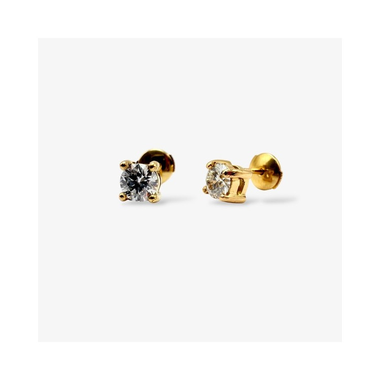 Boucles d'Oreilles "Liberté Sauvage" Diamant de Synthèse 2 x 0.50 ct Or Jaune 750 - 18 carats