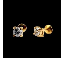 Boucles d'Oreilles "Liberté Sauvage" Diamant de Synthèse 2 x 0.50 ct Or Jaune 750 - 18 carats