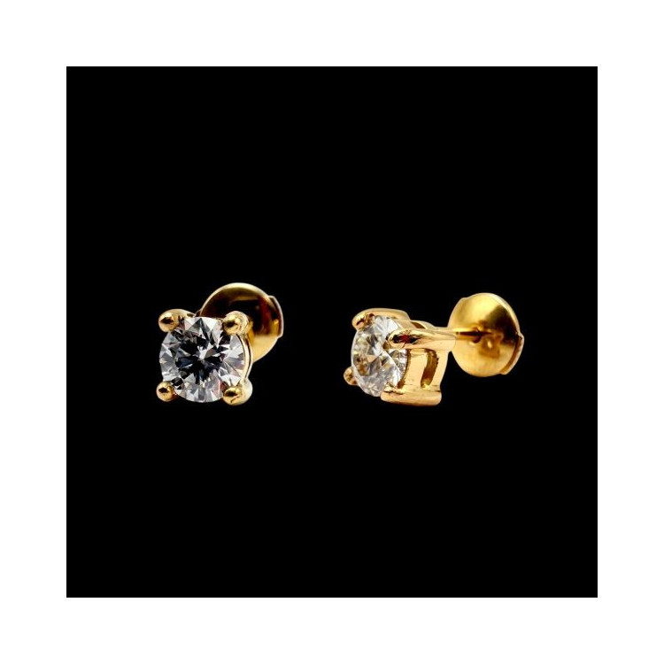 Boucles d'Oreilles "Liberté Sauvage" Diamant de Synthèse 2 x 0.50 ct Or Jaune 750 - 18 carats