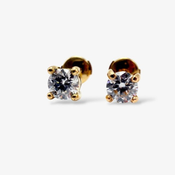 Boucles d'Oreilles "Liberté Sauvage" Diamant de Synthèse 2 x 0.50 ct Or Jaune 750 - 18 carats