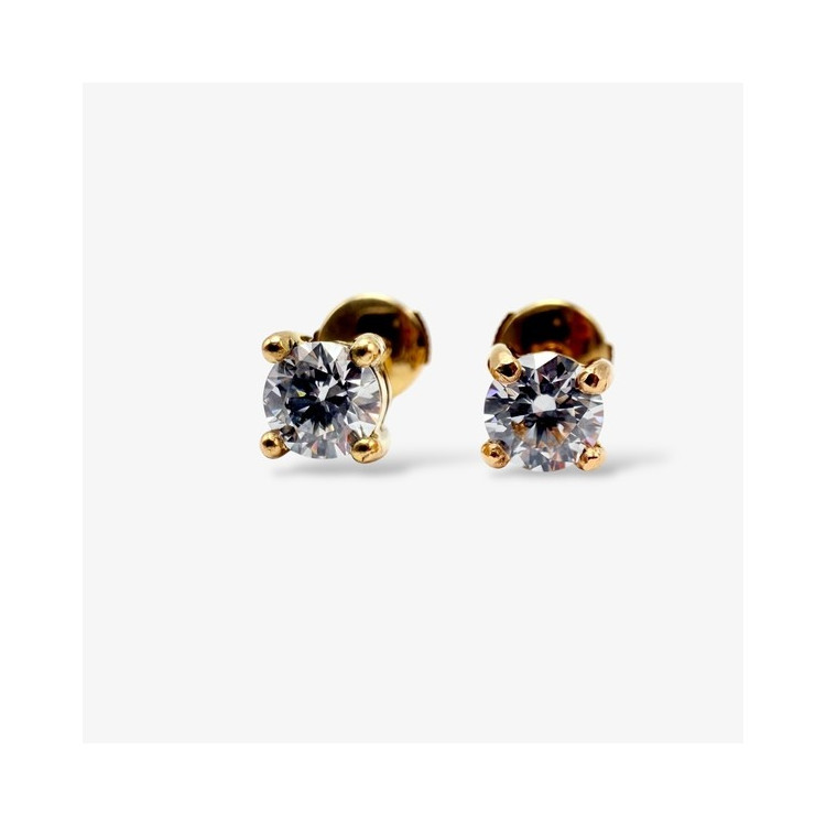 Boucles d'Oreilles "Liberté Sauvage" Diamant de Synthèse 2 x 0.50 ct Or Jaune 750 - 18 carats