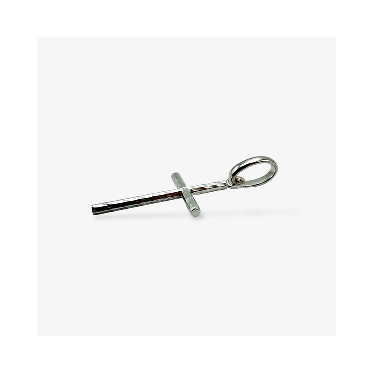Pendentif Croix Ciselée Or Blanc 750 - 18 carats