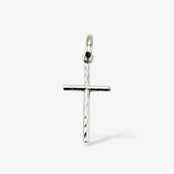 Pendentif Croix Ciselée Or Blanc 750 - 18 carats