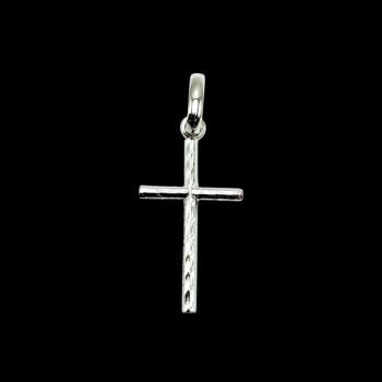 Pendentif Croix Ciselée Or Blanc 750 - 18 carats
