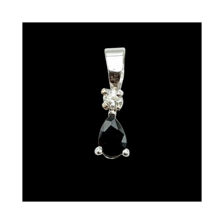 Pendentif Saphir Diamant Or Blanc 750 - 18 carats
