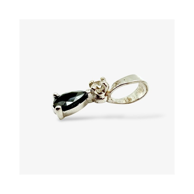 Pendentif Saphir Diamant Or Blanc 750 - 18 carats