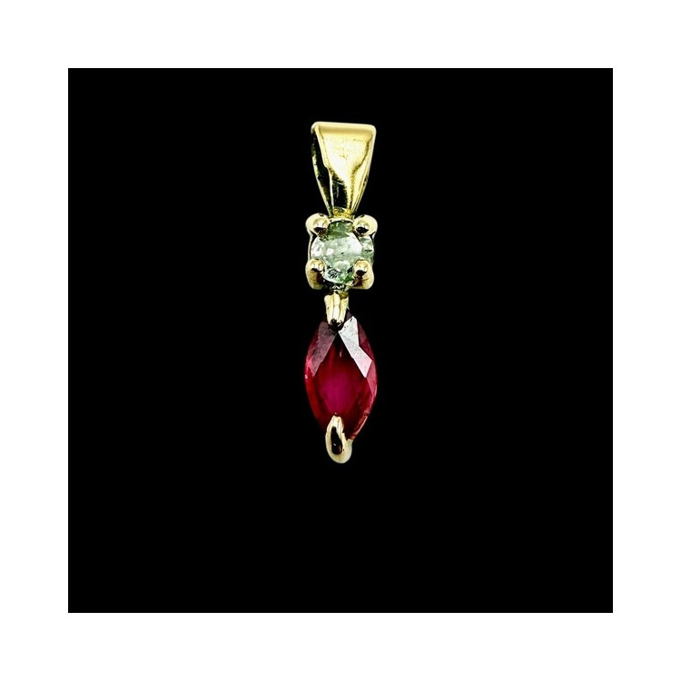 Pendentif Rubis Diamant Or Jaune 750 - 18 carats