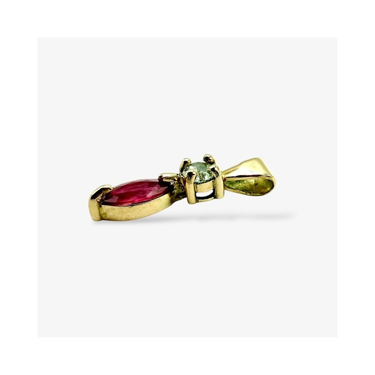Pendentif Rubis Diamant Or Jaune 750 - 18 carats