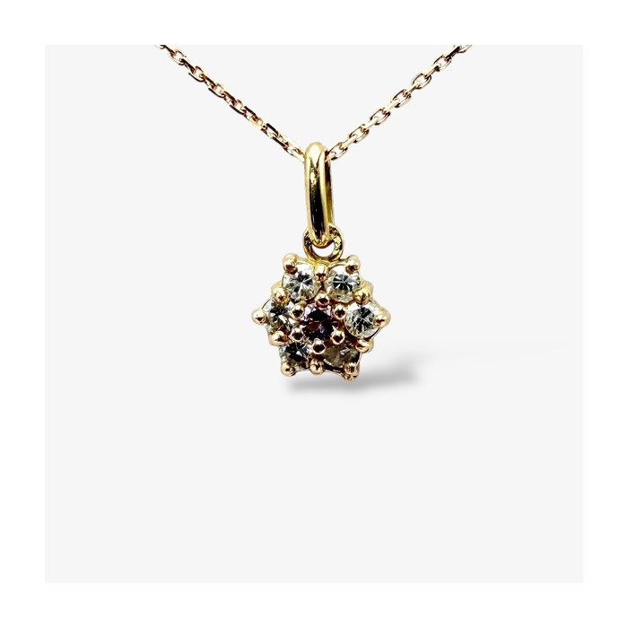 Collier "Lady Romantique" Saphir rose Diamants Or Jaune 750 - 18 carats