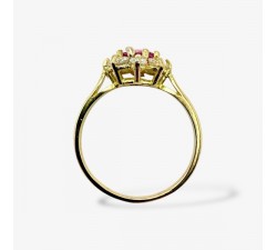 Bague "Baby Lady" Saphir rose Entourage Diamants Or Jaune 750 - 18 carats
