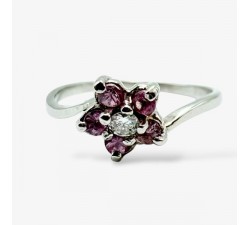 Bague "Lady Flower" Diamant Saphir Rose Or Blanc 750 - 18 carats